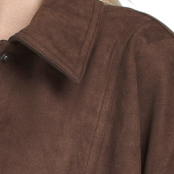 MOON RIVER Faux Suede Bomber Jacket - Picture 2 of 3